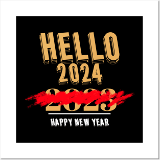Hello 2024 Happy New Year New Years Eve Party New Year Happy New Year 2024 Posters and Art